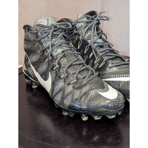 NIKE Cleats Mens 12 Black CJ3 Elite Flyweave TD Black Grey Men’s Football 725226